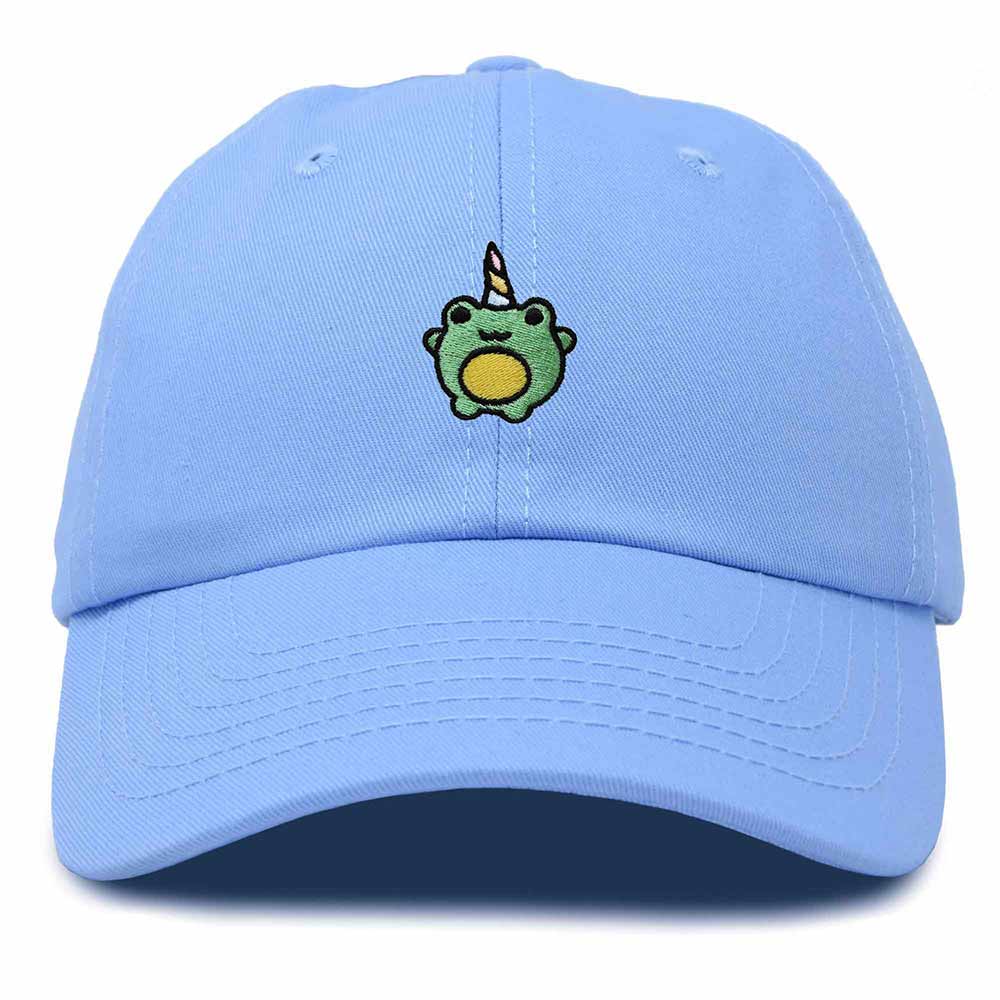 Dalix Froggy Unicorn Embroidered Cotton Dad Hat Baseball Cap Adjustable Mens Womens in Light Blue
