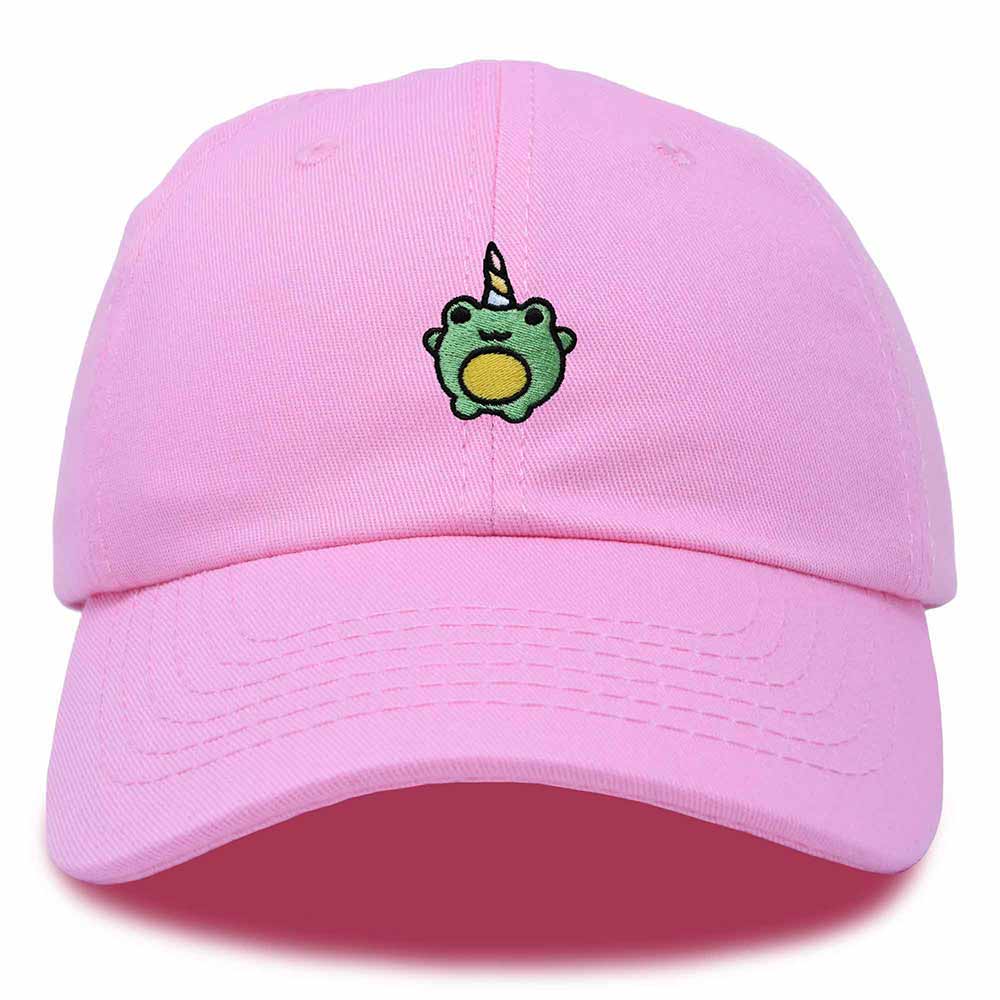 Dalix Froggy Unicorn Embroidered Cotton Dad Hat Baseball Cap Adjustable Mens Womens in Light Pink