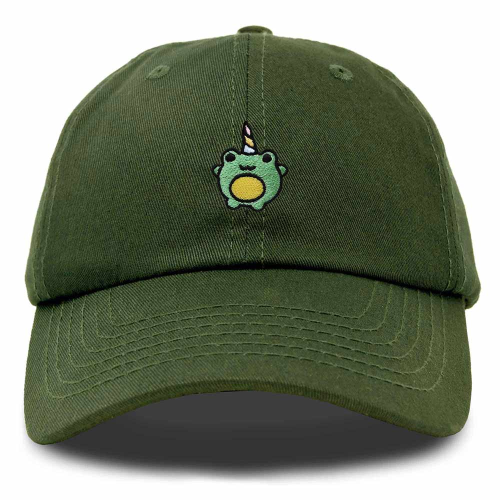 Dalix Froggy Unicorn Embroidered Cotton Dad Hat Baseball Cap Adjustable Mens Womens in Olive