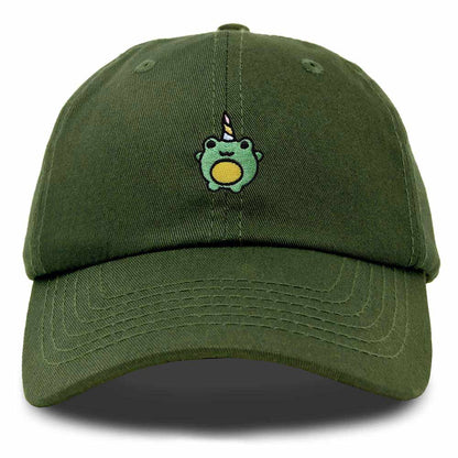 Dalix Froggy Unicorn Embroidered Cotton Dad Hat Baseball Cap Adjustable Mens Womens in Olive