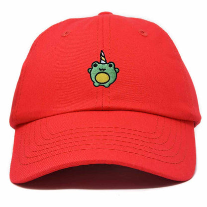 Dalix Froggy Unicorn Embroidered Cotton Dad Hat Baseball Cap Adjustable Mens Womens in Red