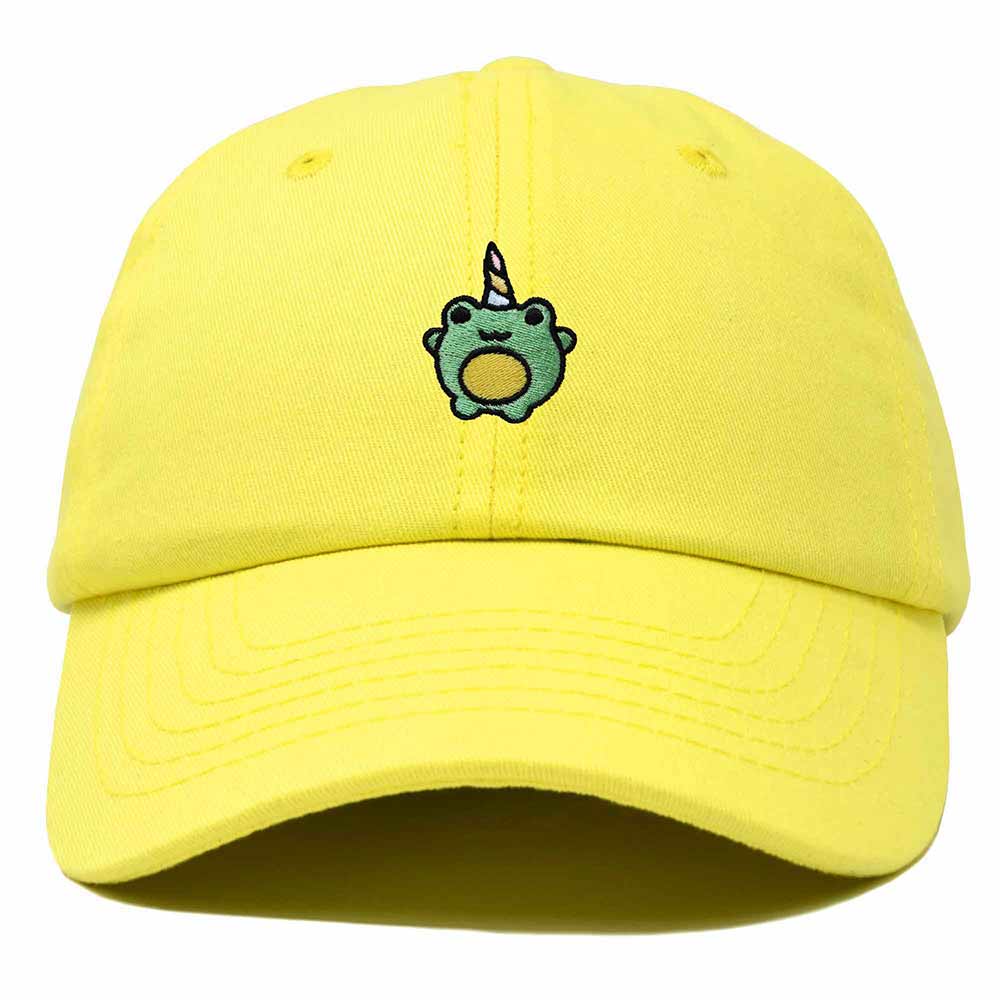 Dalix Froggy Unicorn Embroidered Cotton Dad Hat Baseball Cap Adjustable Mens Womens in Yellow