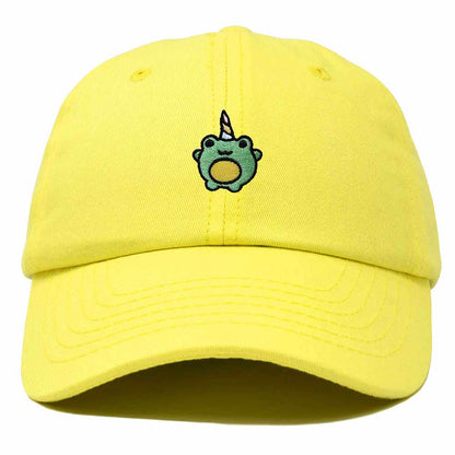 Dalix Froggy Unicorn Embroidered Cotton Dad Hat Baseball Cap Adjustable Mens Womens in Yellow