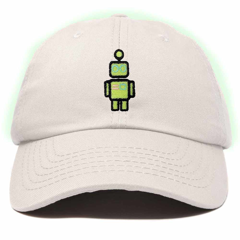 Dalix Robot Embroidered Glow in the Dark Retro Dad Hat Cotton Baseball Cap Adjustable Mens