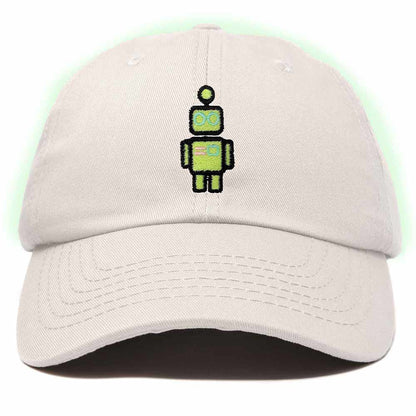 Dalix Robot Embroidered Glow in the Dark Retro Dad Hat Cotton Baseball Cap Adjustable Mens