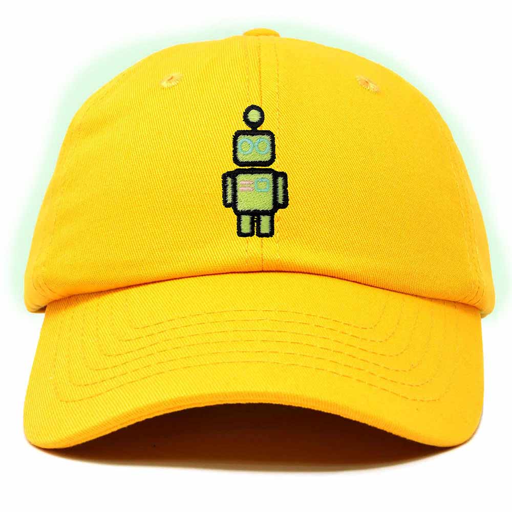 Dalix Robot Embroidered Glow in the Dark Retro Dad Hat Cotton Baseball Cap Adjustable Mens