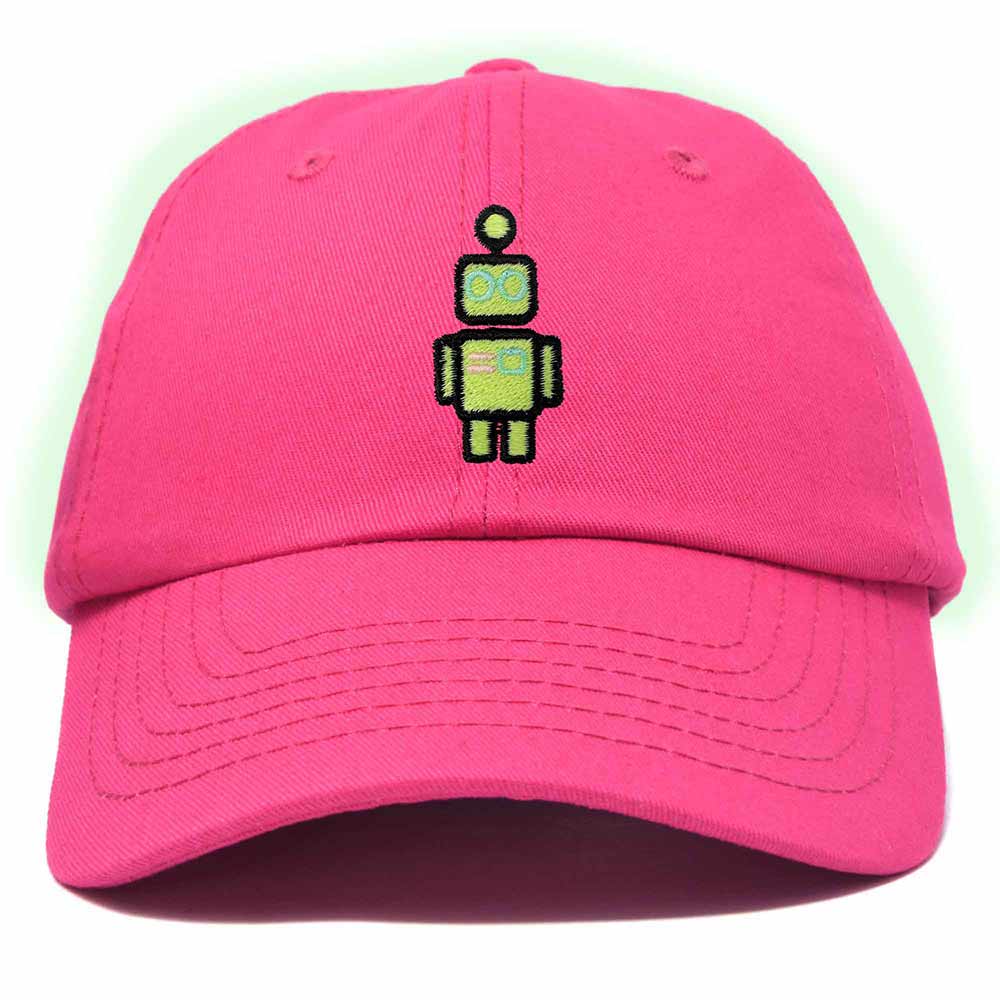 Dalix Robot Embroidered Glow in the Dark Retro Dad Hat Cotton Baseball Cap Adjustable Mens