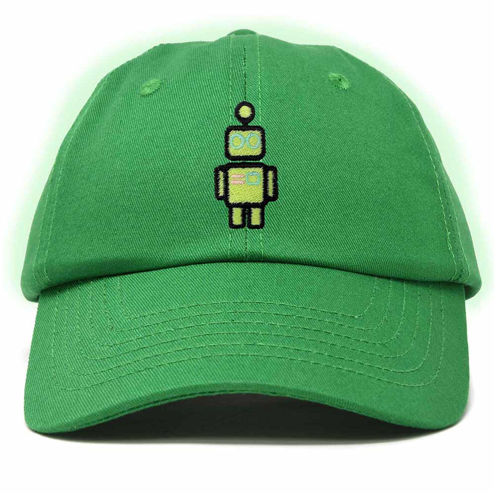 Dalix Robot Embroidered Glow in the Dark Retro Dad Hat Cotton Baseball Cap Adjustable Mens