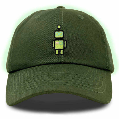 Dalix Robot Embroidered Glow in the Dark Retro Dad Hat Cotton Baseball Cap Adjustable Mens
