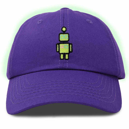 Dalix Robot Embroidered Glow in the Dark Retro Dad Hat Cotton Baseball Cap Adjustable Mens