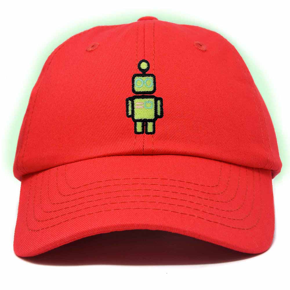 Dalix Robot Embroidered Glow in the Dark Retro Dad Hat Cotton Baseball Cap Adjustable Mens