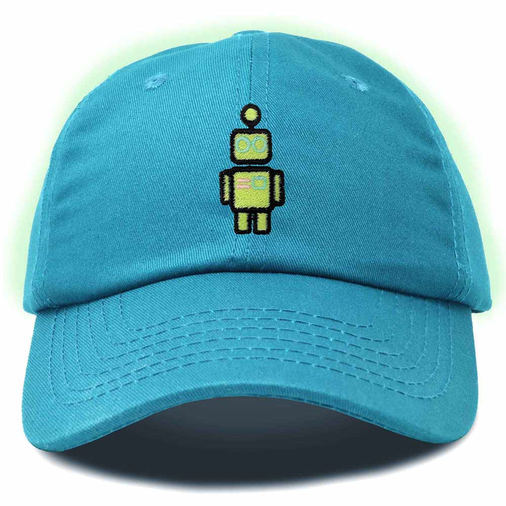 Dalix Robot Embroidered Glow in the Dark Retro Dad Hat Cotton Baseball Cap Adjustable Mens