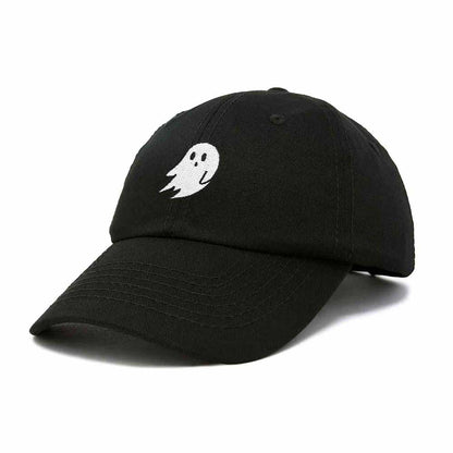 Dalix Ghost Embroidered Mens Womens Cotton Dad Hat Baseball Cap Adjustable in Black