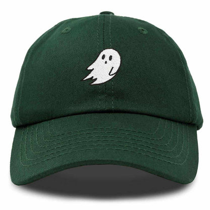 Dalix Ghost Embroidered Mens Womens Cotton Dad Hat Baseball Cap Adjustable in Dark Green