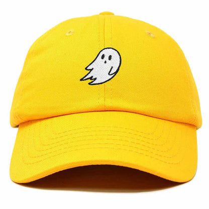 Dalix Ghost Embroidered Mens Womens Cotton Dad Hat Baseball Cap Adjustable in Gold