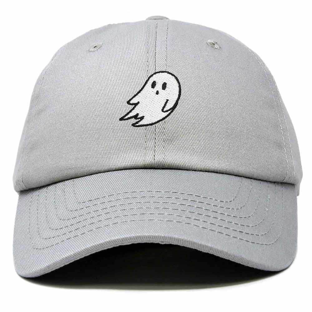 Dalix Ghost Embroidered Mens Womens Cotton Dad Hat Baseball Cap Adjustable in Gray