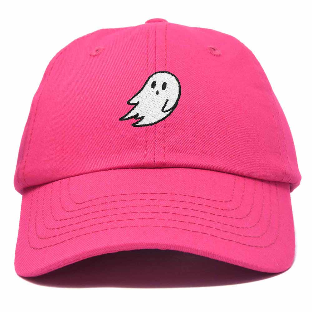Dalix Ghost Embroidered Mens Womens Cotton Dad Hat Baseball Cap Adjustable in Hot Pink