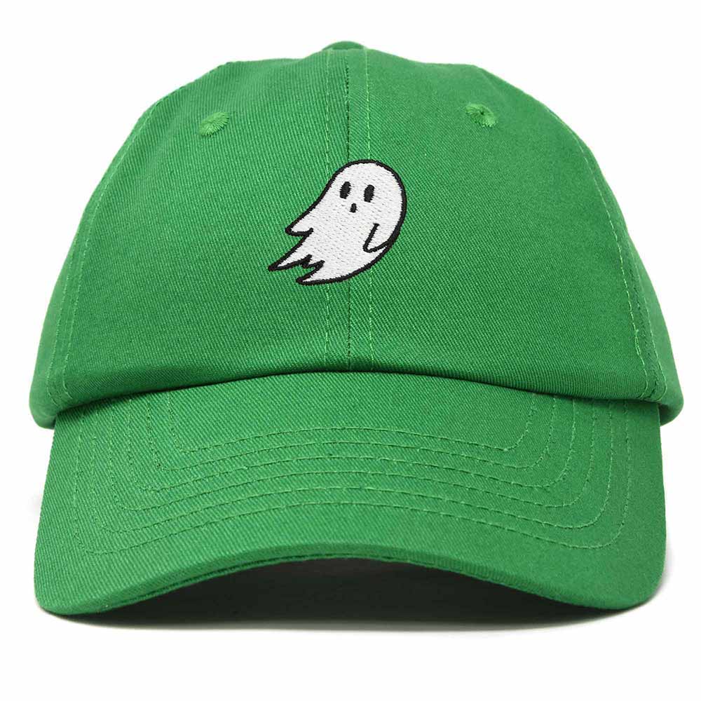 Dalix Ghost Embroidered Mens Womens Cotton Dad Hat Baseball Cap Adjustable in Kelly Green
