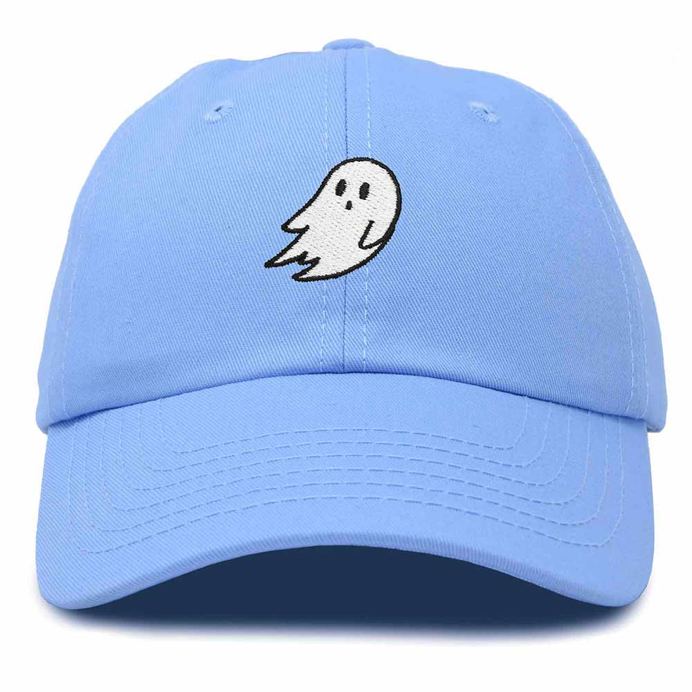 Dalix Ghost Embroidered Mens Womens Cotton Dad Hat Baseball Cap Adjustable in Light Blue