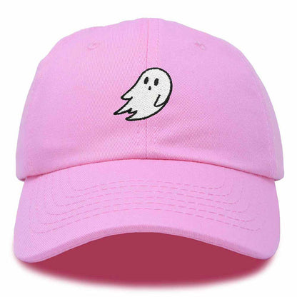 Dalix Ghost Embroidered Mens Womens Cotton Dad Hat Baseball Cap Adjustable in Light Pink