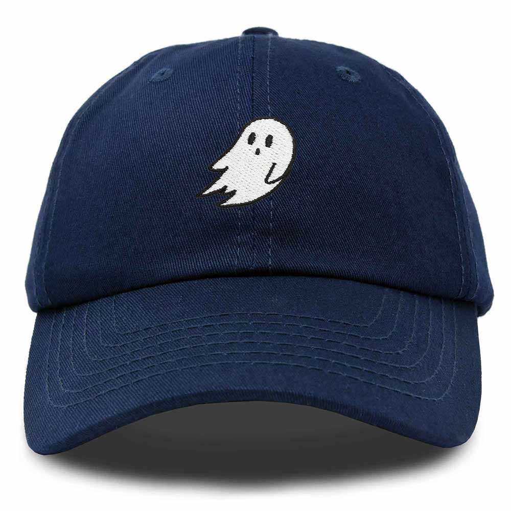 Dalix Ghost Embroidered Mens Womens Cotton Dad Hat Baseball Cap Adjustable in Navy Blue