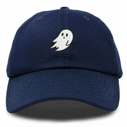 Dalix Ghost Embroidered Mens Womens Cotton Dad Hat Baseball Cap Adjustable in Navy Blue