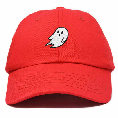 Dalix Ghost Embroidered Mens Womens Cotton Dad Hat Baseball Cap Adjustable in Red