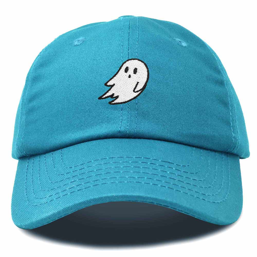 Dalix Ghost Embroidered Mens Womens Cotton Dad Hat Baseball Cap Adjustable in Teal