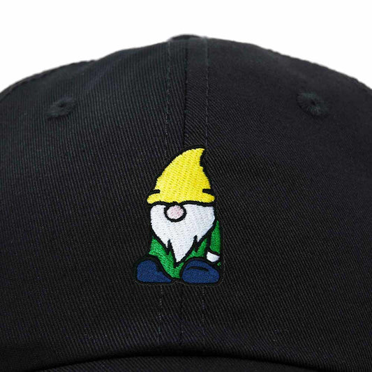 Dalix Gnome Embroidered Cotton Baseball Cap Adjustable Dad Hat Mens in Black