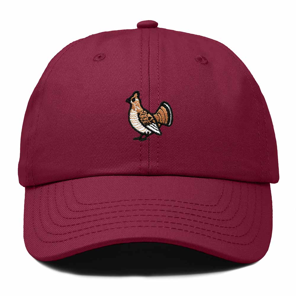 Dalix Ruffed Grouse Pennsylvania Embroidered Bird Cotton Baseball Cap Dad Hat Mens Womens Outdoor Summer in Maroon
