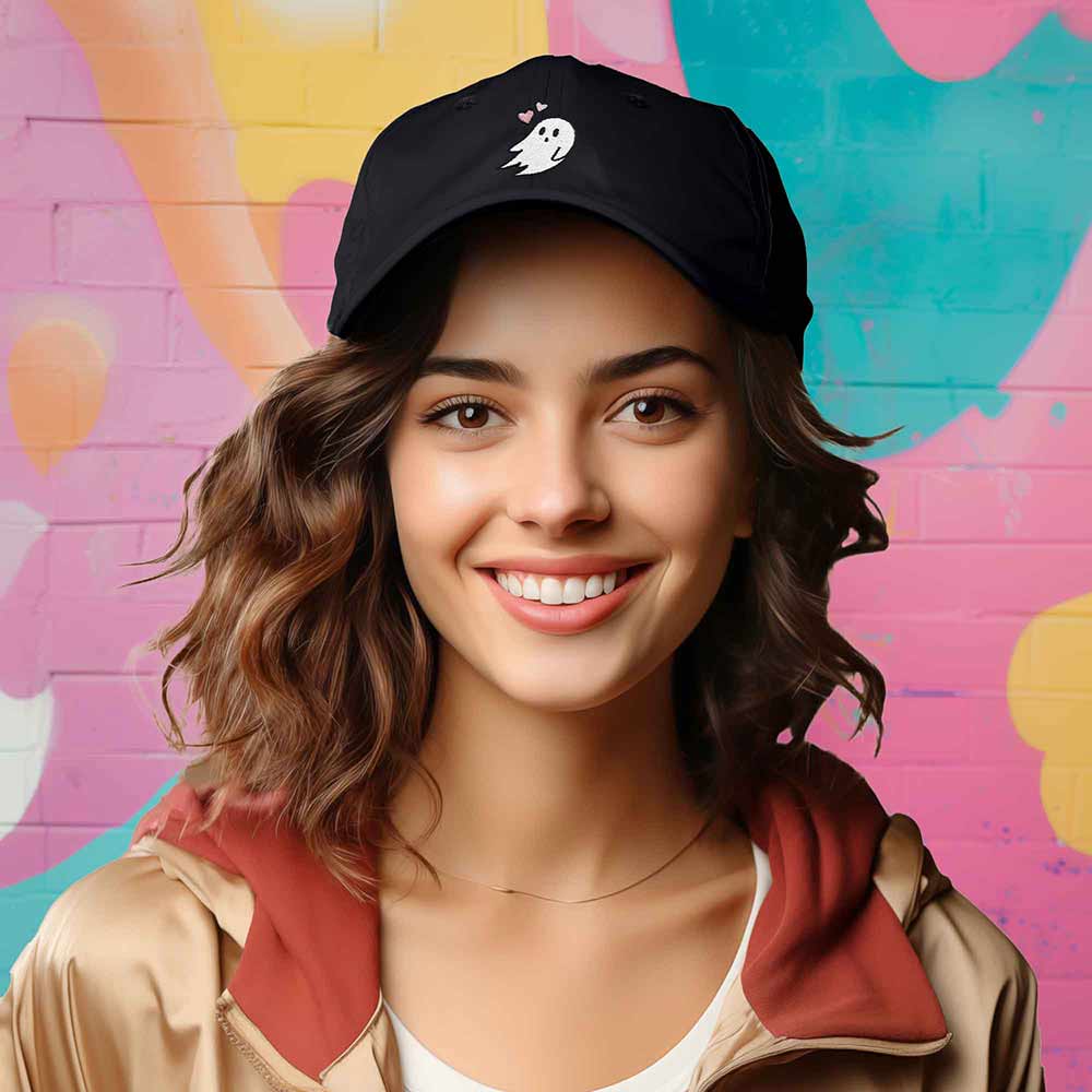 Dalix Heartly Ghost Embroidered Mens Womens Cotton Dad Hat Baseball Cap Adjustable