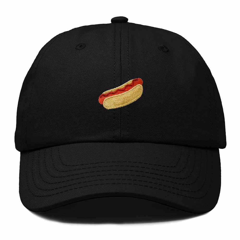 Dalix Ketchup Hot Dog Embroidered Cotton Dad Hat Food Adjustable Baseball Cap Summer Outdoor Unisex Mens Womens in Black
