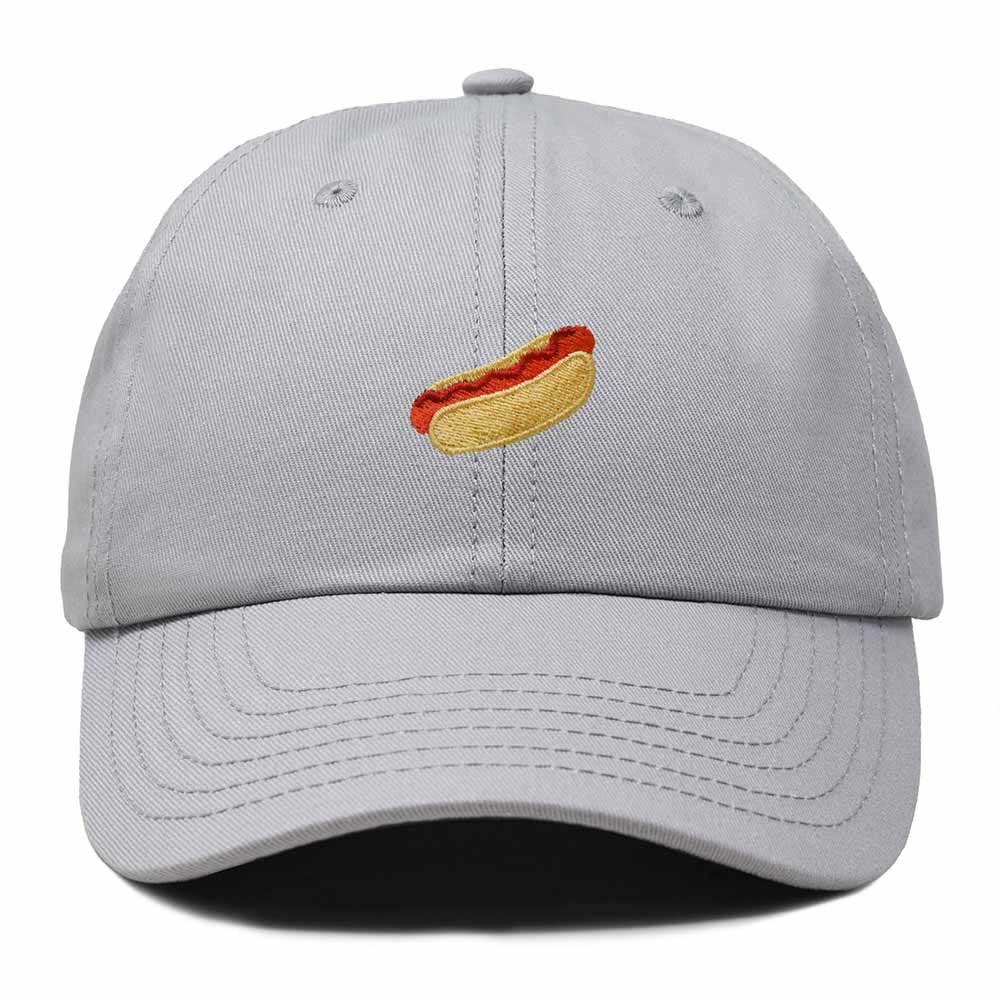 Dalix Ketchup Hot Dog Embroidered Cotton Dad Hat Food Adjustable Baseball Cap Summer Outdoor Unisex Mens Womens in Gray