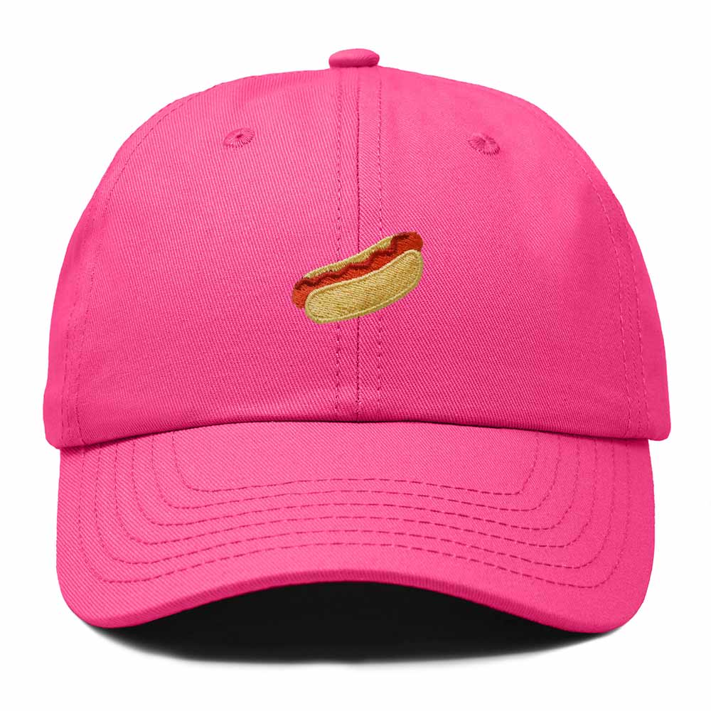 Dalix Ketchup Hot Dog Embroidered Cotton Dad Hat Food Adjustable Baseball Cap Summer Outdoor Unisex Mens Womens in Hot Pink