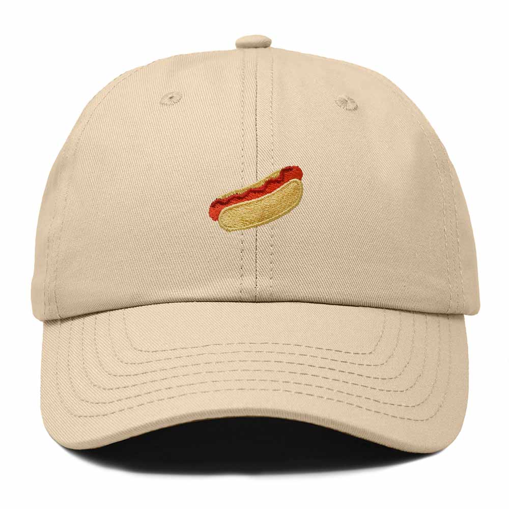 Dalix Ketchup Hot Dog Embroidered Cotton Dad Hat Food Adjustable Baseball Cap Summer Outdoor Unisex Mens Womens in Khaki