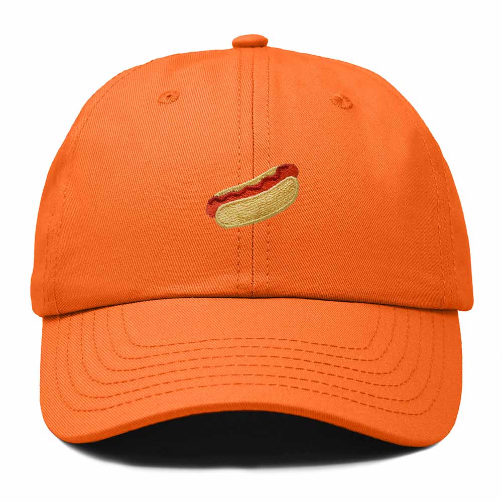 Dalix Ketchup Hot Dog Embroidered Cotton Dad Hat Food Adjustable Baseball Cap Summer Outdoor Unisex Mens Womens in Orange