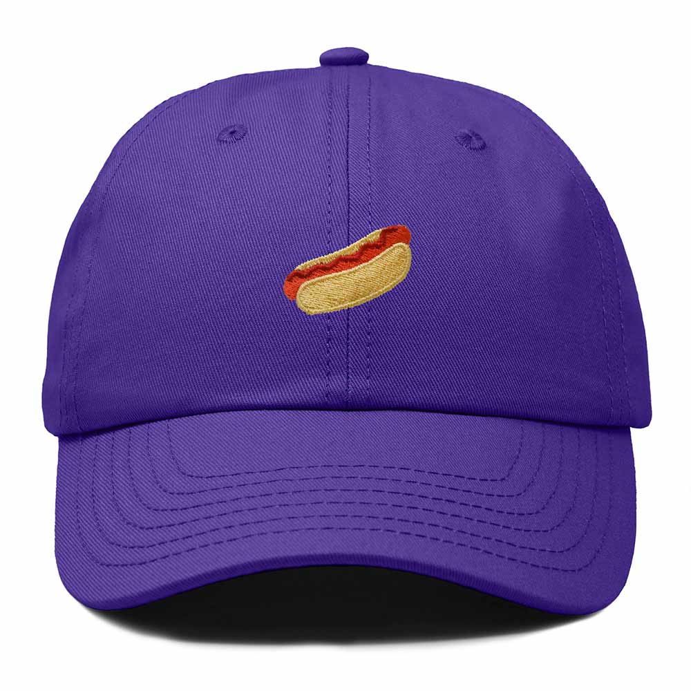 Dalix Ketchup Hot Dog Embroidered Cotton Dad Hat Food Adjustable Baseball Cap Summer Outdoor Unisex Mens Womens in Purple