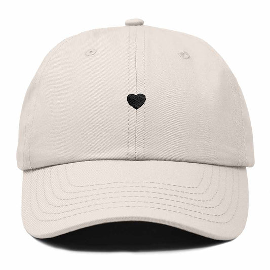 Dalix Lil Heart Embroidered Cotton Summer Outdoor Baseball Cap Dad Hat Womens in Beige