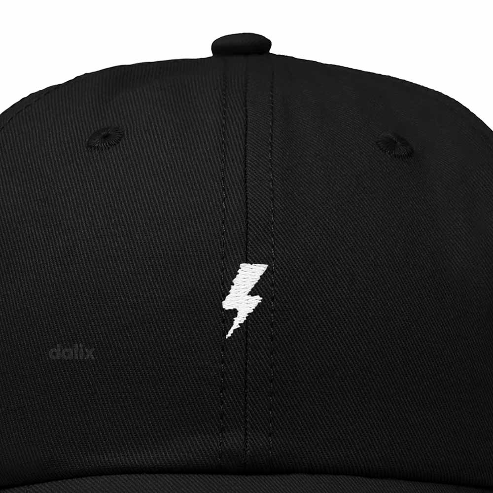 Dalix Lil Bolt Embroidered Cotton Summer Outdoor Baseball Cap Dad Hat Mens in Black