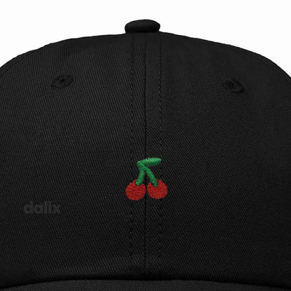 Dalix Lil Cherry Embroidered Cotton Summer Outdoor Baseball Cap Dad Hat Womens in Black