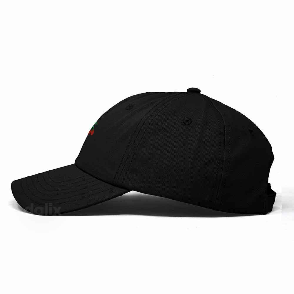 Dalix Lil Cherry Embroidered Cotton Summer Outdoor Baseball Cap Dad Hat Womens in Black