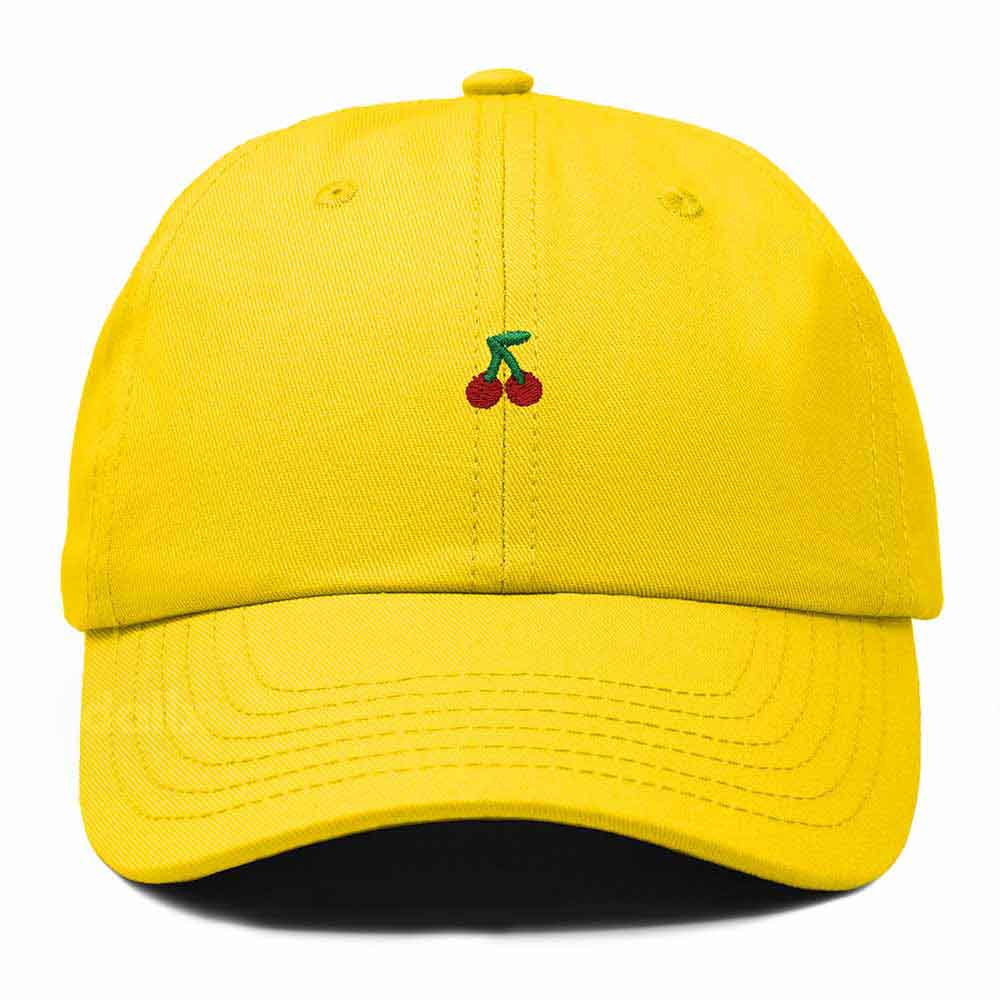 Dalix Lil Cherry Embroidered Cotton Summer Outdoor Baseball Cap Dad Hat Womens in Gold