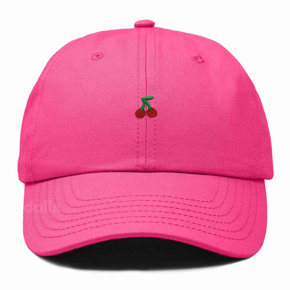 Dalix Lil Cherry Embroidered Cotton Summer Outdoor Baseball Cap Dad Hat Womens in Hot Pink