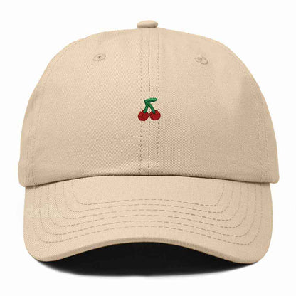 Dalix Lil Cherry Embroidered Cotton Summer Outdoor Baseball Cap Dad Hat Womens in Khaki