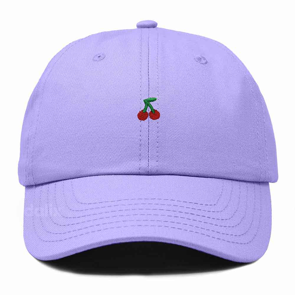 Dalix Lil Cherry Embroidered Cotton Summer Outdoor Baseball Cap Dad Hat Womens in Lavender