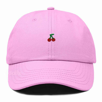 Dalix Lil Cherry Embroidered Cotton Summer Outdoor Baseball Cap Dad Hat Womens in Light Pink