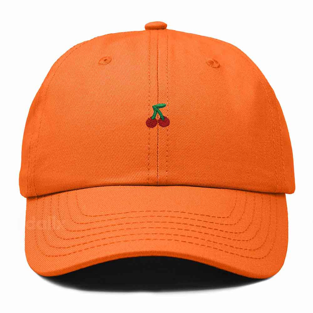 Dalix Lil Cherry Embroidered Cotton Summer Outdoor Baseball Cap Dad Hat Womens in Orange