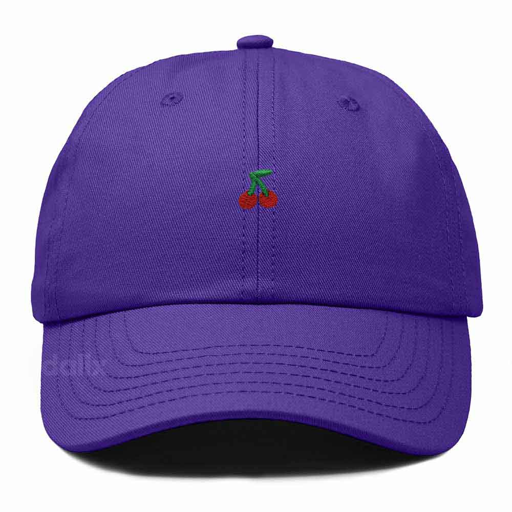 Dalix Lil Cherry Embroidered Cotton Summer Outdoor Baseball Cap Dad Hat Womens in Purple
