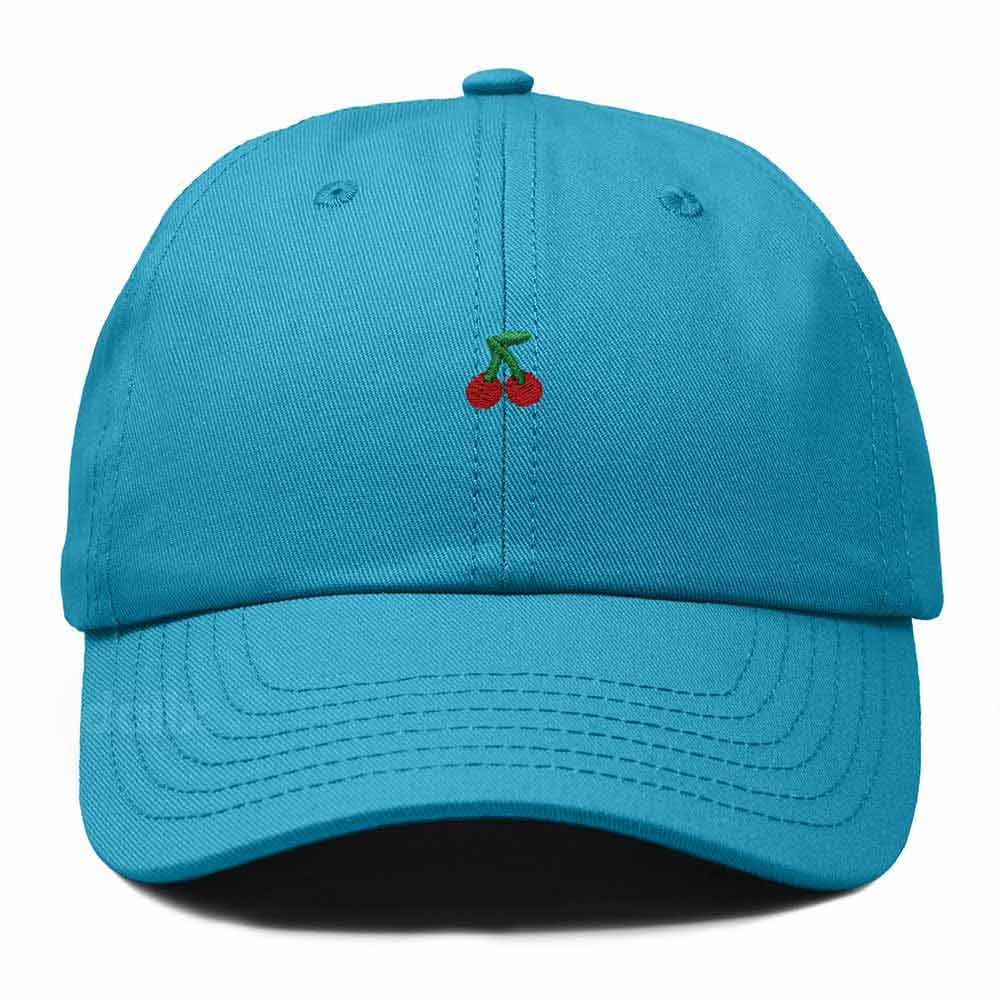 Dalix Lil Cherry Embroidered Cotton Summer Outdoor Baseball Cap Dad Hat Womens in Teal