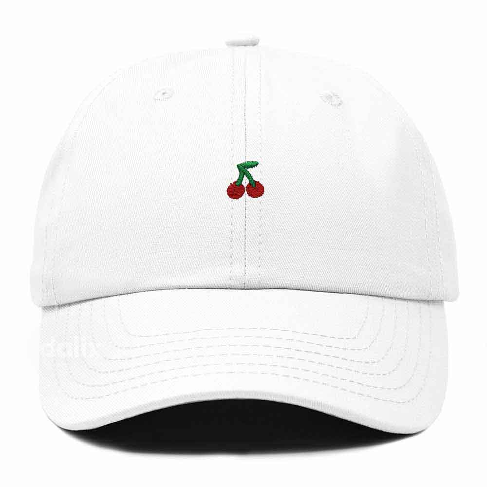 Dalix Lil Cherry Embroidered Cotton Summer Outdoor Baseball Cap Dad Hat Womens in White